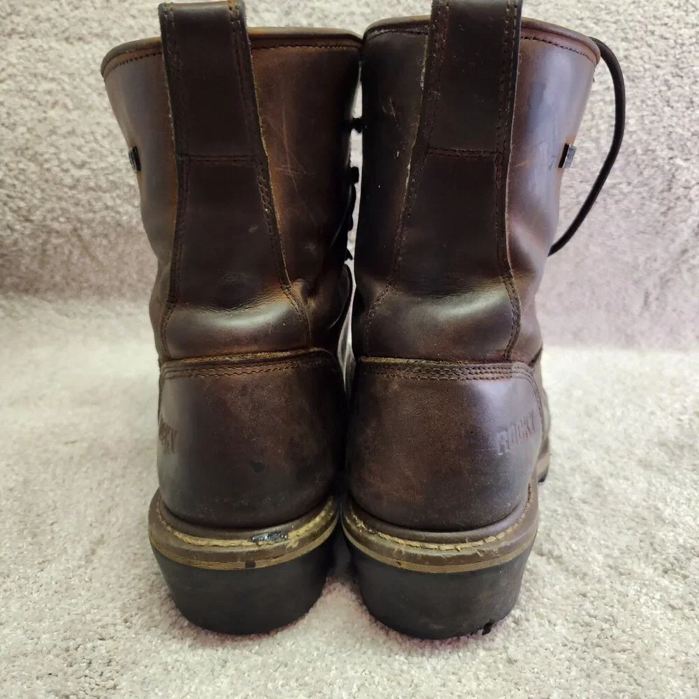 Rocky Boots Men’s 9M Brown Waterproof Logger ASTM Electrical Hazard Work Boot
